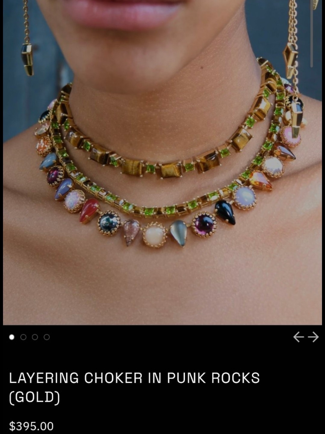 Vesper Obscura Multi-Color Gemstone Gold Necklace - Women Jewelry — image 2 of 5
